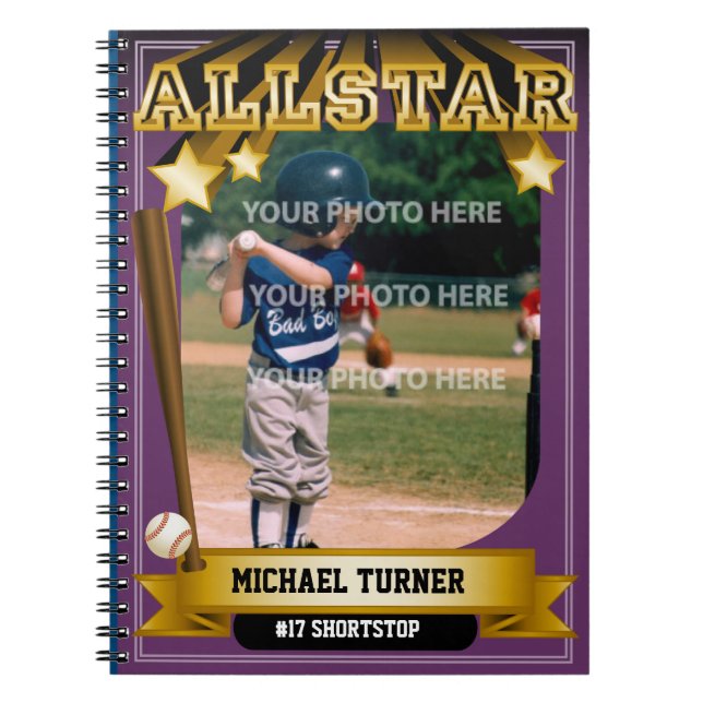 ALLSTAR Purple Baseball Card Notebook (Front)