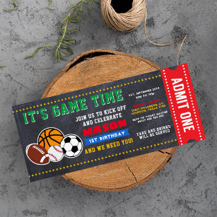 Carolina Panthers Ticket Style Sports Party Invites – Sports Invites