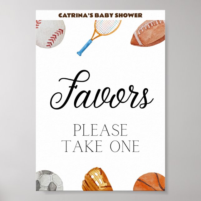 Allstar Sports Baby Shower Sign 5x7 (Front)