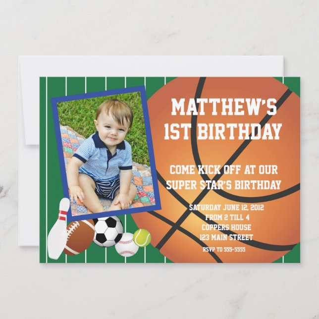 Allstar sports Basketball Birthday Invitation (Front)
