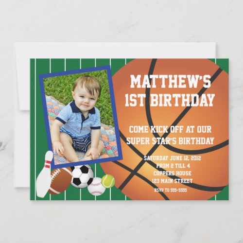 Allstar sports Basketball Birthday Invitation