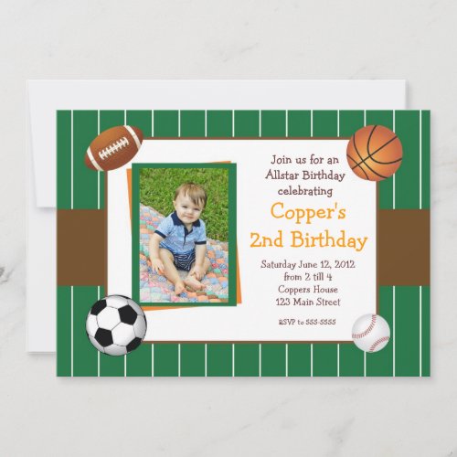 Allstar Sports Birthday Invitation