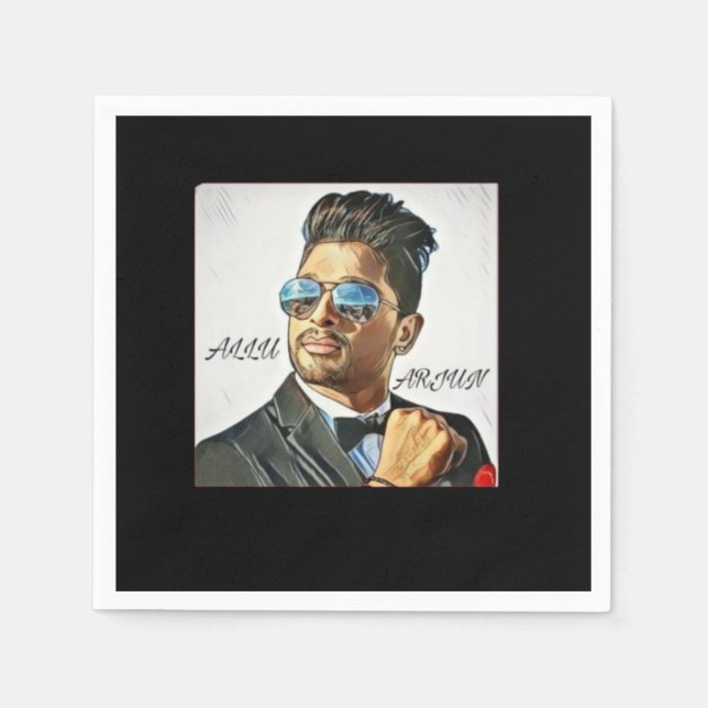 Allu Arjun Fan Illustration T-Shirt Napkins (Front)