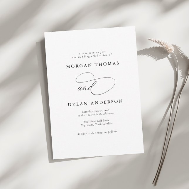 Allure Calligraphy White Wedding Invitation (Creator Uploaded)