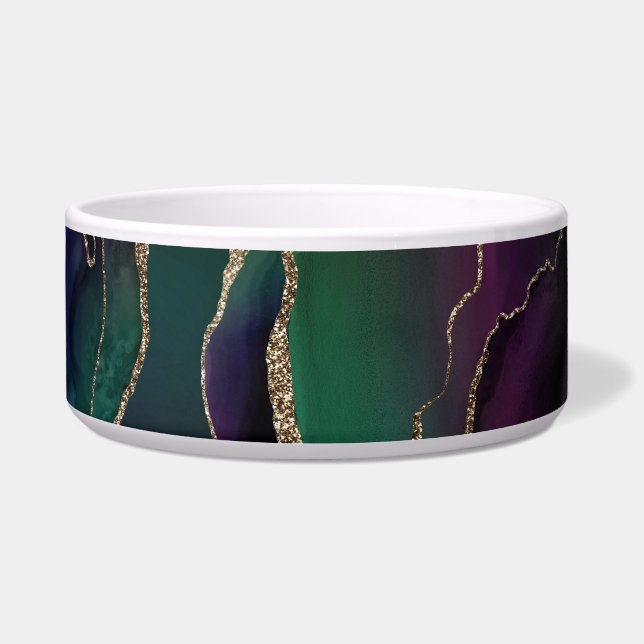 Alluring Agate | Dark Jewel Tone Stone Gold Veins Bowl (Front)