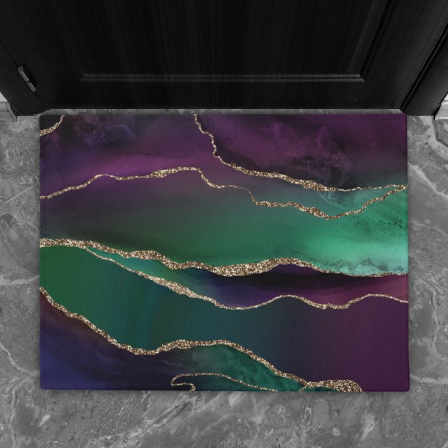 Alluring Agate | Dark Jewel Tone Stone Gold Veins Doormat (Creator Uploaded)