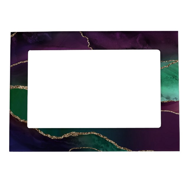 Alluring Agate | Dark Jewel Tone Stone Gold Veins Magnetic Frame (Front)