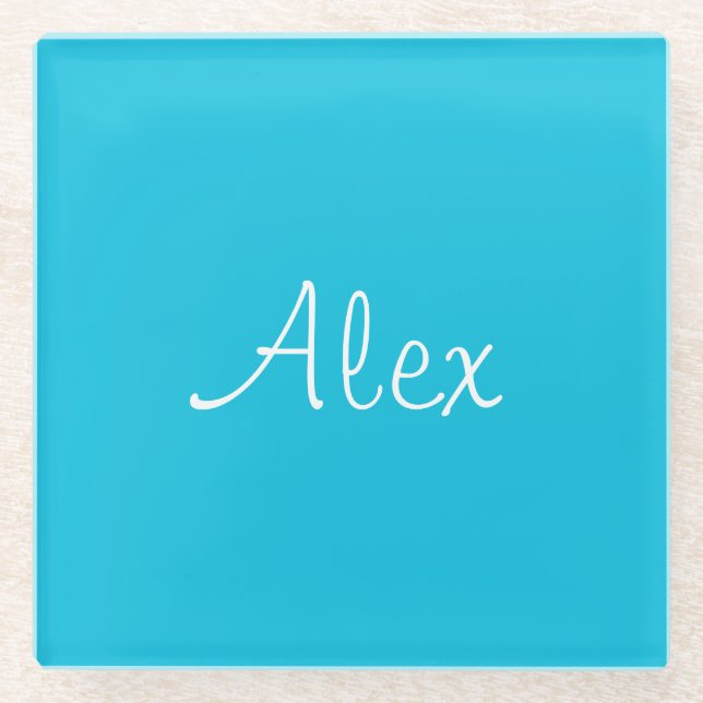 Alluring Aqua Glass Coaster (Front)