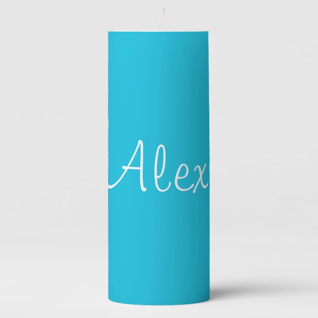 Alluring Aqua Pillar Candle (Front)