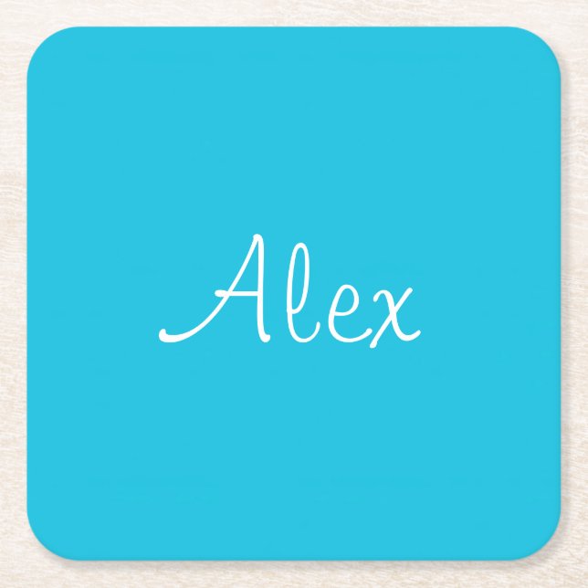Alluring Aqua Square Paper Coaster (Front)