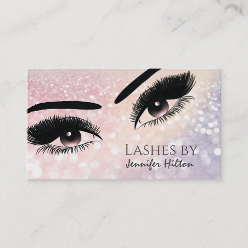 Alluring glittery lashes makeup eyes business card