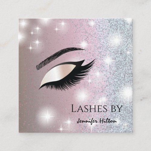 Alluring glittery trendy lashes makeup eye square business card