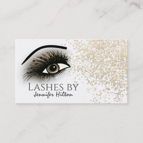 Alluring gold patina long lashes makeup eyes business card