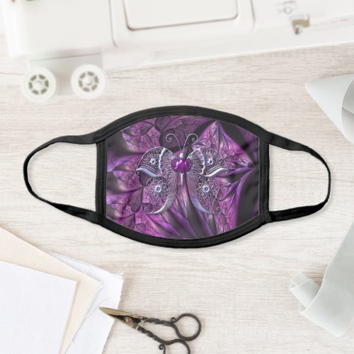 Alluring Metallic Butterfly on Abstract Background Face Mask