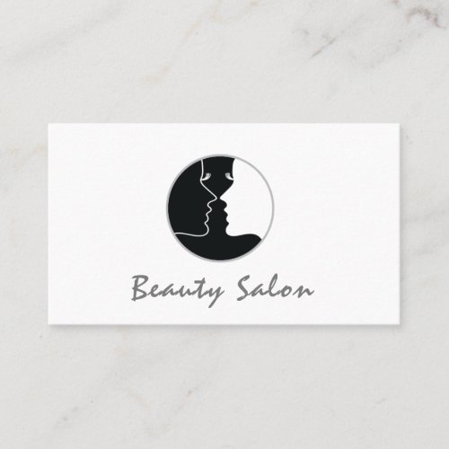 Alluring minimalist girl profile black white business card