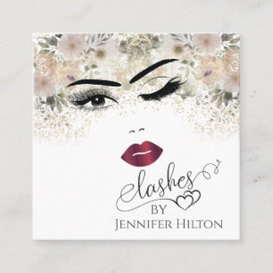 Alluring modern simple sensual girl face square business card