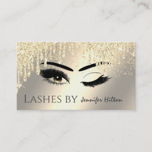 Alluring patina gold lashes wink makeup eyes business card