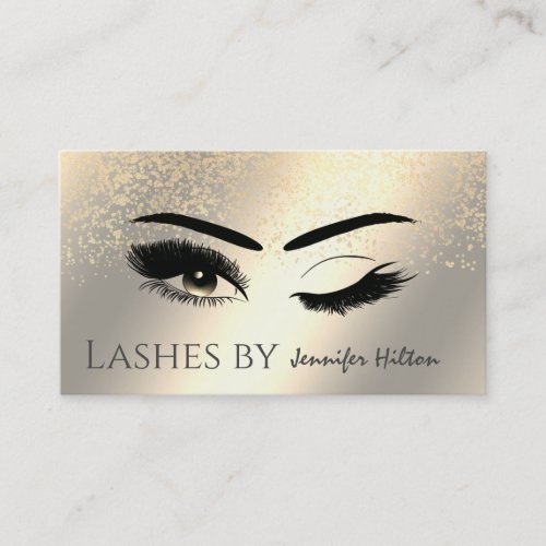 Alluring patina gold  lashes wink makeup eyes business card