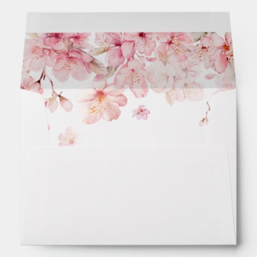 Alluring Pink Cherry Blossom Flowers Invitation Envelope