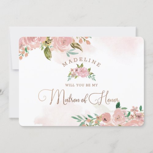 Alluring Rose Floral Matron of Honor Proposal Card
