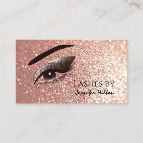 Alluring rose gold glittery modern makeup  lashes business card