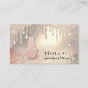 Alluring rose gold glittery nail salon business card