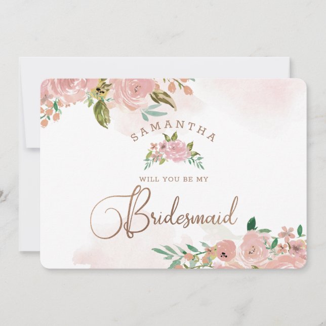 Alluring Rose Vintage Bridesmaid Proposal Card (Front)