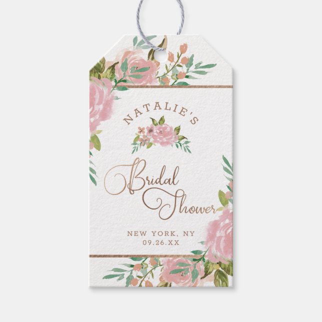 Alluring Rose Vintage Dusty Pink Bridal Shower Gift Tags (Front)