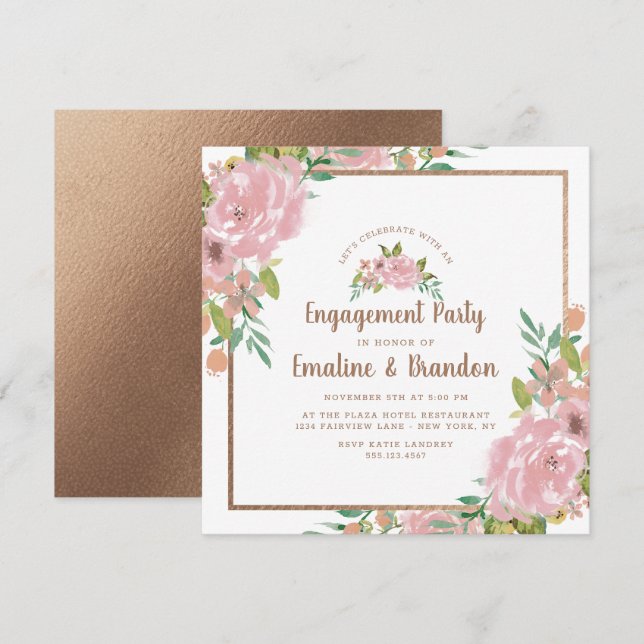Alluring Rose Vintage Dusty Pink Engagement Party Invitation (Front/Back)