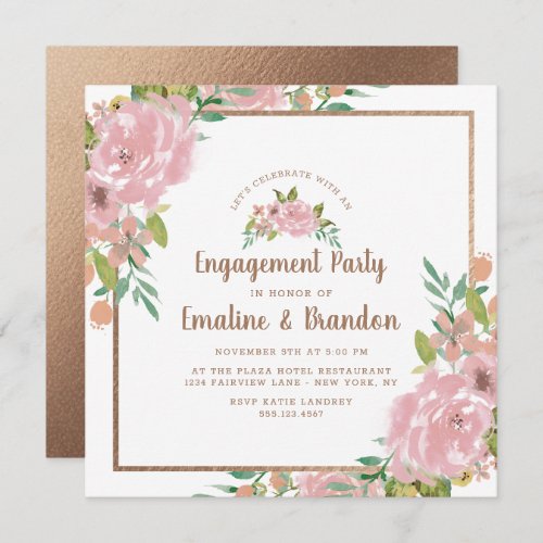 Alluring Rose Vintage Dusty Pink Engagement Party Invitation