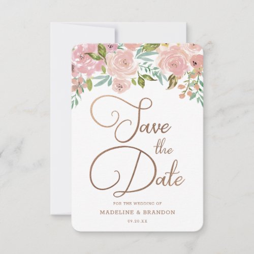 Alluring Rose Vintage Dusty Pink Floral Watercolor Save The Date