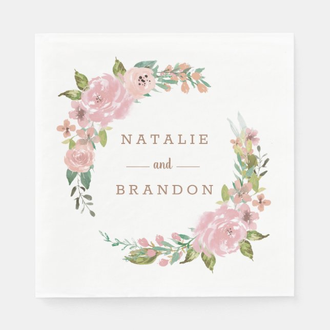 Alluring Rose Vintage Dusty Pink Monogram Dinner Napkins (Front)