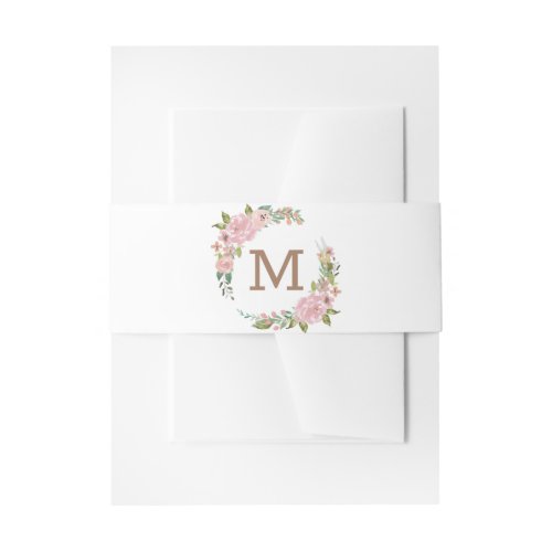 Alluring Rose Vintage Dusty Pink Monogram Wedding Invitation Belly Band