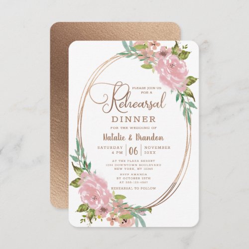 Alluring Rose Vintage Dusty Pink Rehearsal Dinner Invitation