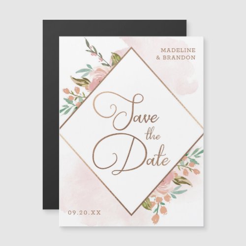Alluring Rose Vintage Dusty Pink Save the Date Magnetic Invitation