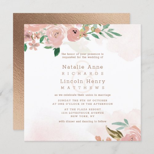 Alluring Rose Vintage Dusty Pink Square Wedding Invitation