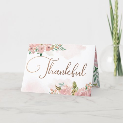Alluring Rose Vintage Dusty Pink Wedding Photo Thank You Card