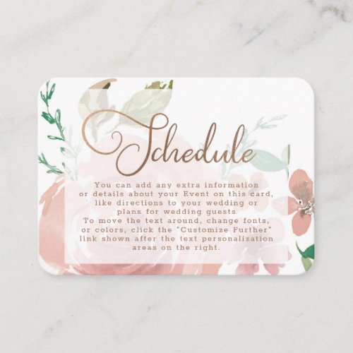 Alluring Rose Vintage Dusty Pink Wedding Schedule Enclosure Card