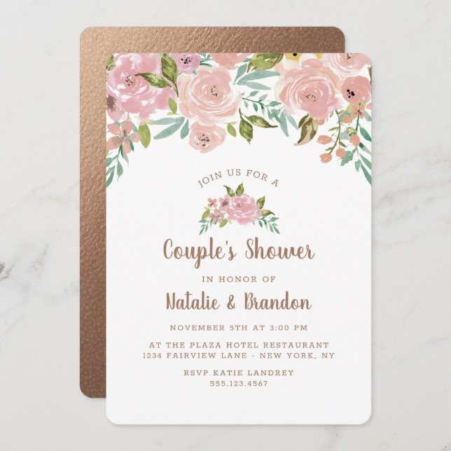 Alluring Rose Vintage Dusty Pink Wedding Shower Invitation (Front/Back)