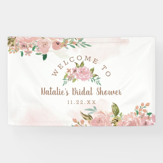 Alluring Rose Vintage Floral Bridal Shower Welcome Banner (Horizontal)