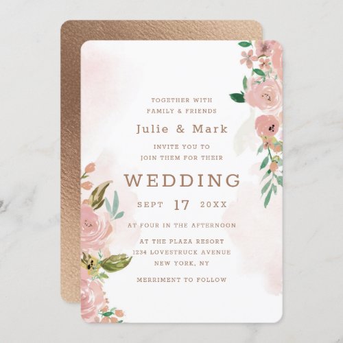 Alluring Rose Vintage Floral Watercolor Wedding Invitation