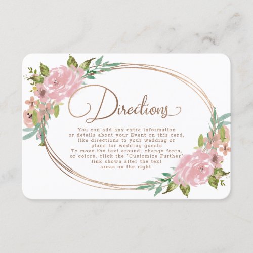 Alluring Rose Vintage Floral Wedding Directions Enclosure Card