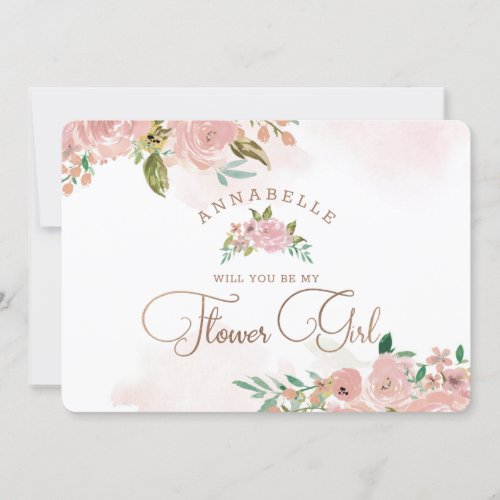 Alluring Rose Vintage Flower Girl Proposal Card