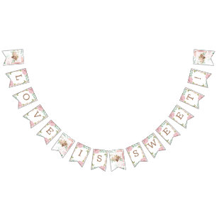 Alluring Rose Vintage Pink Monogram Love is Sweet Bunting Flags