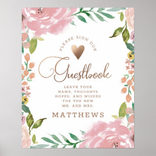 Alluring Rose Vintage Pink Sign our Guestbook Sign