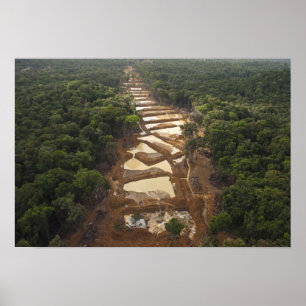 Alluvial Gold Mining. Rainforest, Guyana. Poster