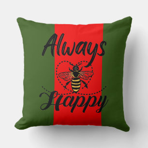 allways bee happy throw pillow
