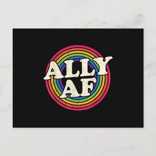Ally AF _ Gay Pride Month _ LGBT Rainbow Flag Announcement Postcard
