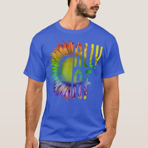 Ally AF Gay Pride Month LGBT Rainbow Sunflower  T_Shirt