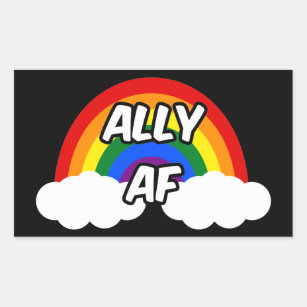 Ally AF I - LGBTQ Flag Gay Trans Queer Pride Rectangular Sticker